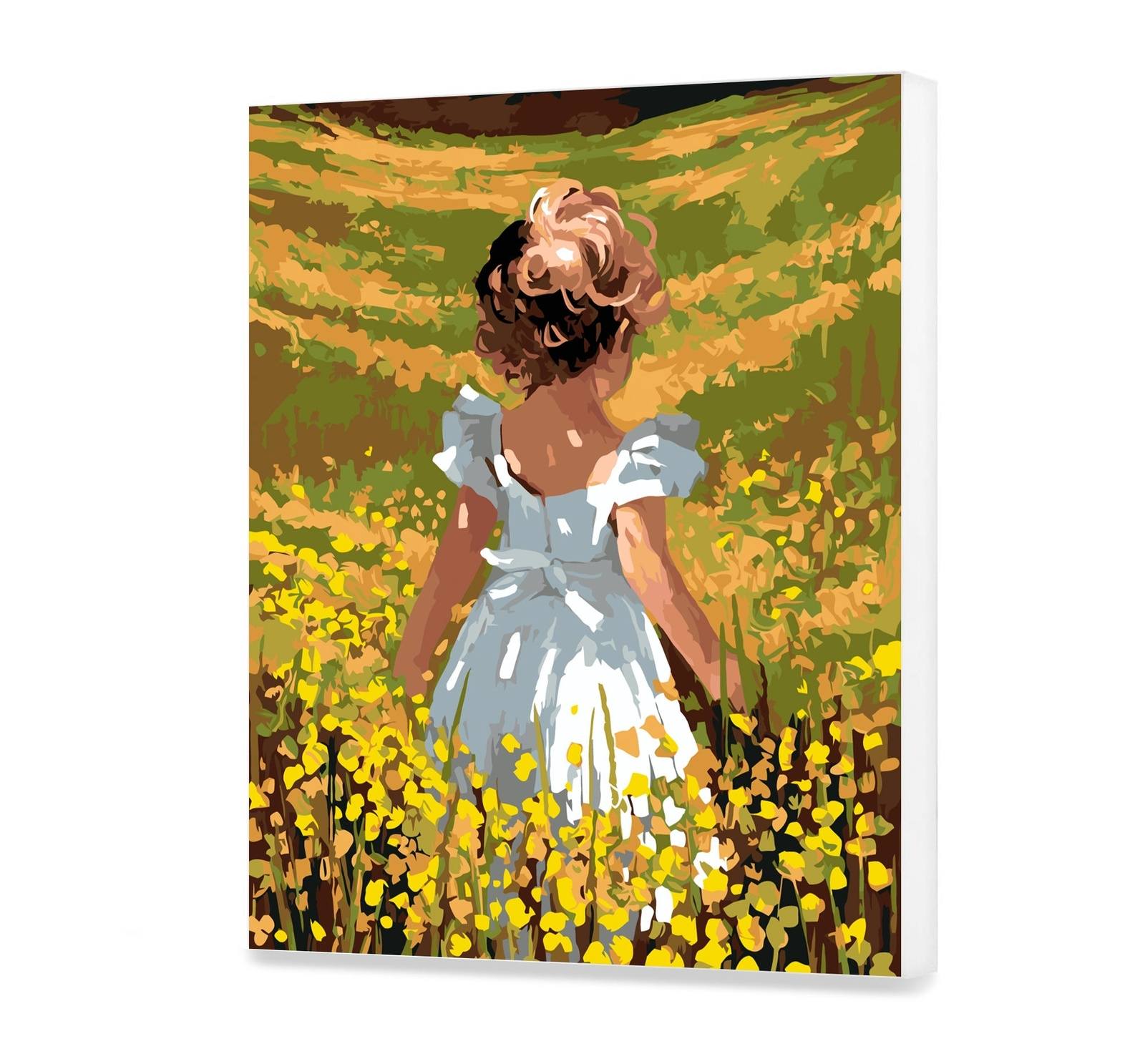 Mergaitė ant gėlių pievos